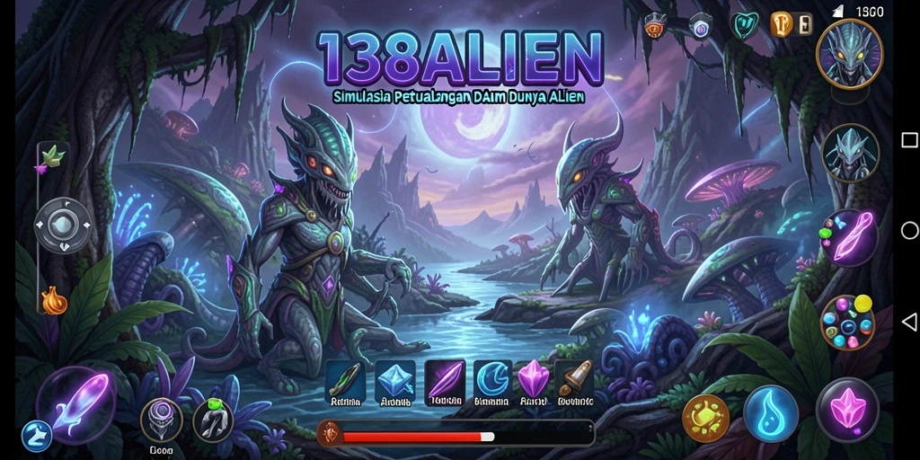 Tangkapan layar gameplay <strong>138ALIEN</strong> menampilkan eksplorasi yang mendebarkan di planet asing.