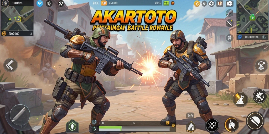 Tampilan gameplay AKARTOTO yang mendebarkan saat bertarung di Battle Royale.