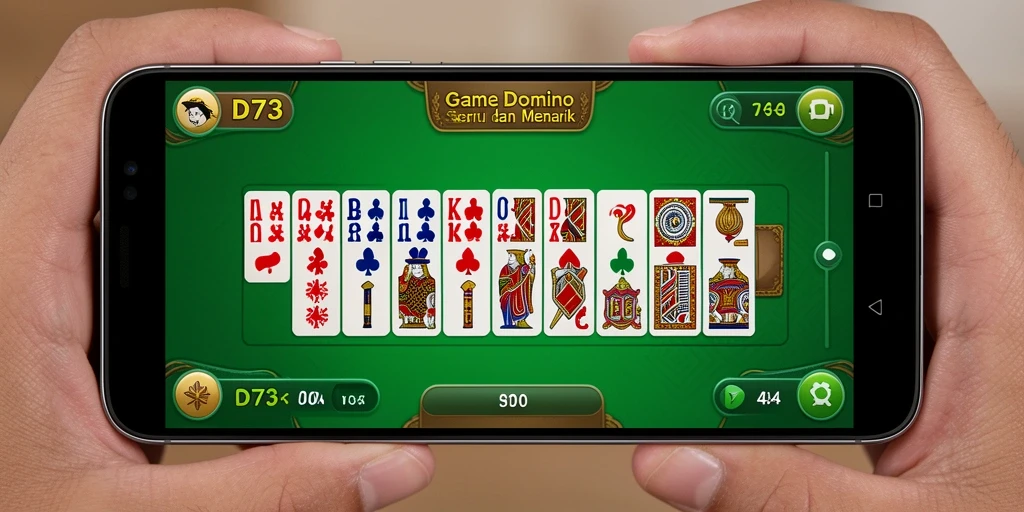 Tampilan gameplay D73 dengan grafis menawan saat bermain Domino.