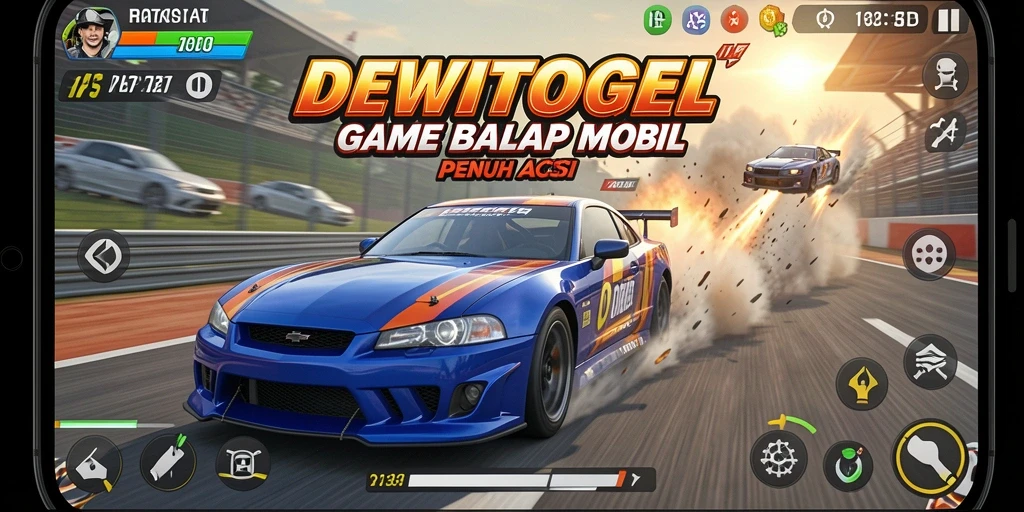 Tampilan gameplay mendebarkan dari DEWITOGEL dalam balapan mobil.