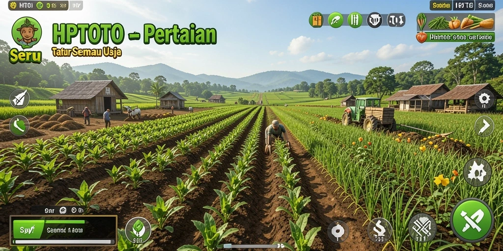 Tampilan gameplay HPTOTO dengan suasana pertanian yang indah.