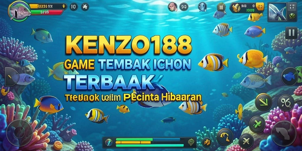 Tampilan gameplay KENZO188 saat menangkap ikan yang berwarna-warni.