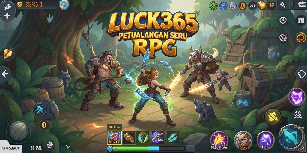 Screenshot gameplay LUCK365 yang menampilkan pertempuran seru di dunia fantasi.