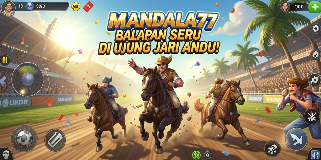 Screenshot gameplay MANDALA77 menampilkan aksi balapan yang mendebarkan.
